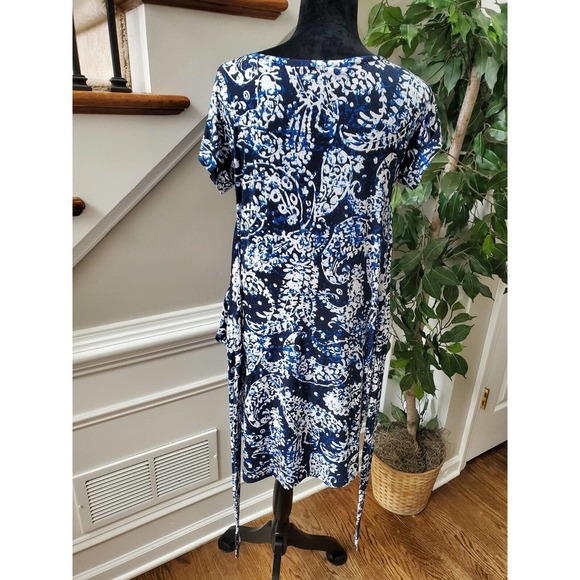 Michael Kors Women's Blue Polyester Round Neck Short Sleeve Knee Length Dress S - Picture 11 of 12